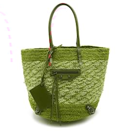 Balenciaga-Balenciaga Raffia Leather Tote Bag-Orange