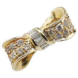 Autre Marque-Au750 Diamond Ribbon Ring-Golden
