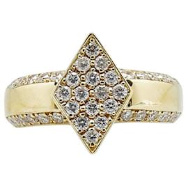 Autre Marque-Au750 Diamond Rhombus Ring-Golden