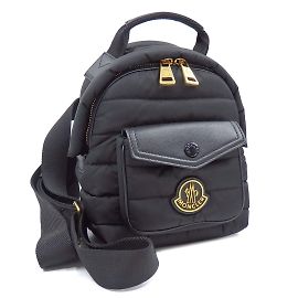 Zaino in nylon e pelle nera Moncler per donne Nero