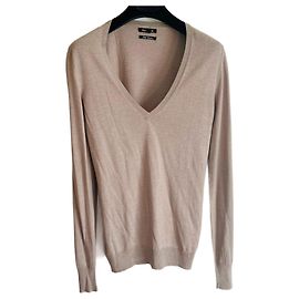 Massimo Dutti Grauer Pullover aus Kaschmir, Seide und Baumwolle Beige