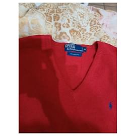 Polo Ralph Lauren-Red men's sweater Polo Ralph Lauren pure wool size L-Red