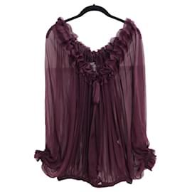 Alexander Mcqueen-Alexander McQueen Resort 2012 Silk Poet Pirate Blouse-Dark red,Prune