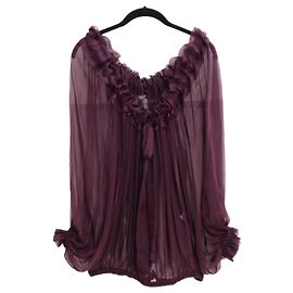 Blusa Pirata de Seda Poeta Alexander McQueen Resort 2012 Burdeos Ciruela