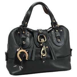 Chloé Kerala Borsa a mano in pelle nera argento Auth yk16364 Nero Argento