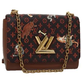 LOUIS VUITTON Catgram Sack Twist MM Bolsa de Ombro Marrom M44408 LV Auth 104424SA Marrom