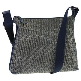 Christian Dior Trotter Canvas Shoulder Bag Navy Auth mr790 Navy blue