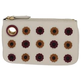 Fendi-FENDI Triplet Clutch Bag Leather Brown Purple gold Auth 106719-Brown,Golden,Purple