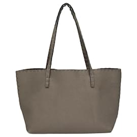 Fendi-FENDI Celeria Hand Bag Leather Silver Auth ep7070-Silvery