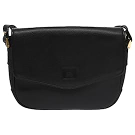 Autre Marque-Burberrys Shoulder Bag Leather Black Gold Auth ep6988-Black,Golden