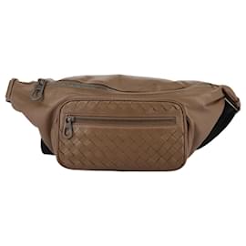Autre Marque-BOTTEGA VENETA INTRECCIATO Waist bag Leather Brown Auth hk1971-Brown