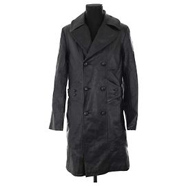 Saint Laurent Abrigo de cuero negro Negro