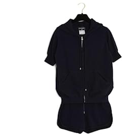 Chanel-Chanel 2012 Ensemble FR38 Navy Cashmere Sweater Shorts Set UK10 US8-Navy blue