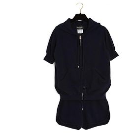 Chanel 2012 Ensemble FR38 Marine Cashmere Pullover Shorts Set UK10 US8 Marineblau