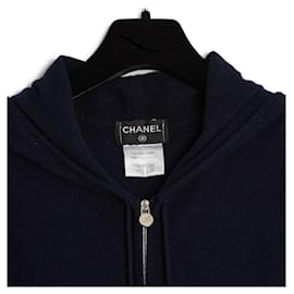 Chanel-Chanel 2012 Ensemble FR38 Navy Cashmere Sweater Shorts Set UK10 US8-Navy blue