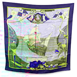Hermès-Hermes Jacquard Silk Scarf Christophe Colomb Discovers America-Multiple colors