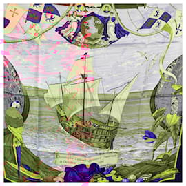 Hermès-Hermes Jacquard Silk Scarf Christophe Colomb Discovers America-Multiple colors