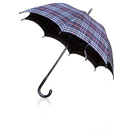 Burberry Vintage Blue Check Parasol Cane Umbrella Wood Handle Blue