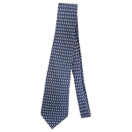 Hermès-Hermès Penguin Printed Neck Tie in Blue Silk-Blue,Light blue
