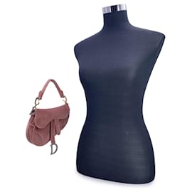 Dior-Christian Pink Velvet Mini Saddle Bag with Crystals-Pink