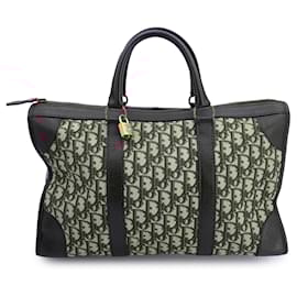 Dior-Christian Vintage Burgundy Logo Monogram Oblique Satchel Bag-Dark red