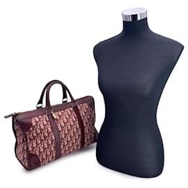 Dior-Christian Vintage Burgundy Logo Monogram Oblique Satchel Bag-Dark red