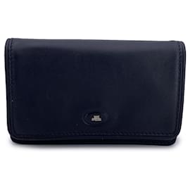 Autre Marque-Black Leather Small Clutch Flap Pochette Pouch-Black