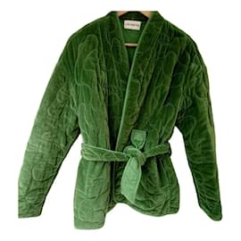 Autre Marque-Velvet Quilted Kimono | Green-Green