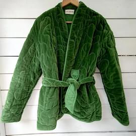 Autre Marque-Velvet Quilted Kimono | Green-Green