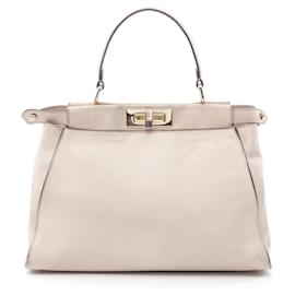 Fendi-Fendi Peekaboo Regular Selleria Leather Handbag-Pink