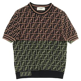 Fendi-Fendi Zucca Pattern Knit Top Rayon-Brown
