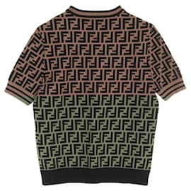 Fendi-Fendi Zucca Pattern Knit Top Rayon-Brown