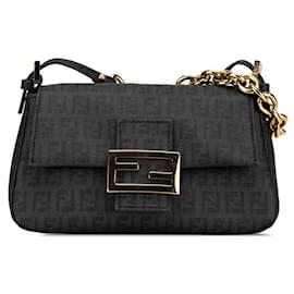 Fendi-Fendi Mini Mamma Bucket Chain Shoulder Bag 8BR180-Grey