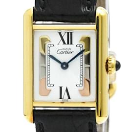 Cartier-Cartier Must Tank Vermeil Gold Plated Leather Quartz Ladies Watch-Other