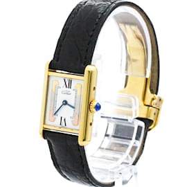 Cartier-Cartier Must Tank Vermeil Gold Plated Leather Quartz Ladies Watch-Other
