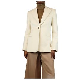 Khaite Ivory single-breasted wool-blend blazer - size UK 6 Cream