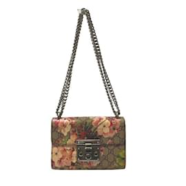 Gucci-GUCCI GG Supreme Flora Chain Bag-Brown,Pink,Multiple colors