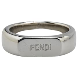 Fendi-Fendi Logo Metal Ring Silver-Silvery