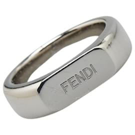 Fendi-Fendi Logo Metal Ring Silver-Silvery