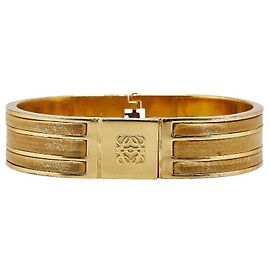 Loewe Gold Plated Leather Anagram Bracelet Golden