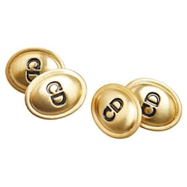 Gemelli rotondi placcati in oro con logo CD di Dior D'oro