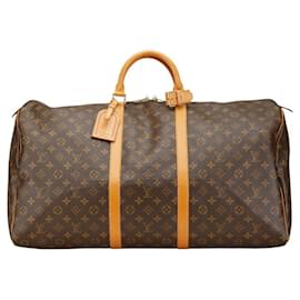 Louis Vuitton-Louis Vuitton Monogram Keepall 60 Travel Bag Brown-Brown