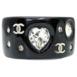 Chanel-Chanel Rhinestone Band Ring-Black