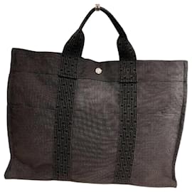 Hermès-Sac fourre-tout en toile MM d'Hermès-Marron