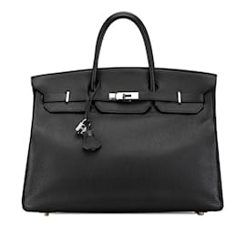 Hermès-Hermes Birkin 40 Handbag-Black,Silvery