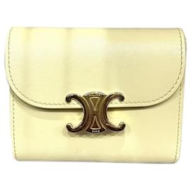 Céline-Celine Triomphe Small Wallet in Yellow-Yellow