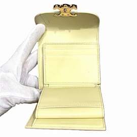 Céline-Celine Triomphe Small Wallet in Yellow-Yellow