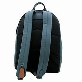 Coach-Coach Navy Leather Striped Backpack-Navy blue