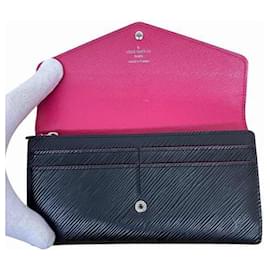 Louis Vuitton-Louis Vuitton Epi Portefeuille Sarah M64322 Long Wallet-Black,Pink