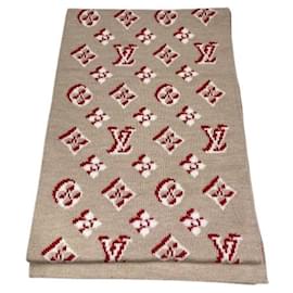 Louis Vuitton-Louis Vuitton Wool Stole in Beige and Red-Red,Beige